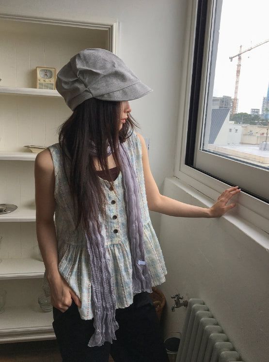 Mauve Wrinkle Pleated Long Muffler Scarf