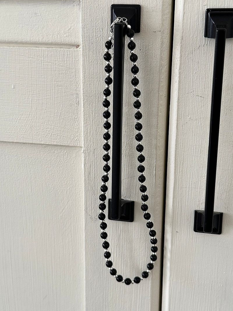 [925silver] Silver&onyx necklace