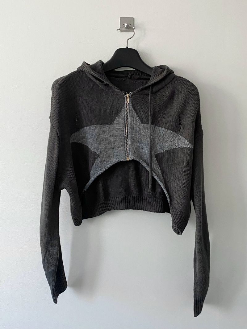 Marco crop knit zip up