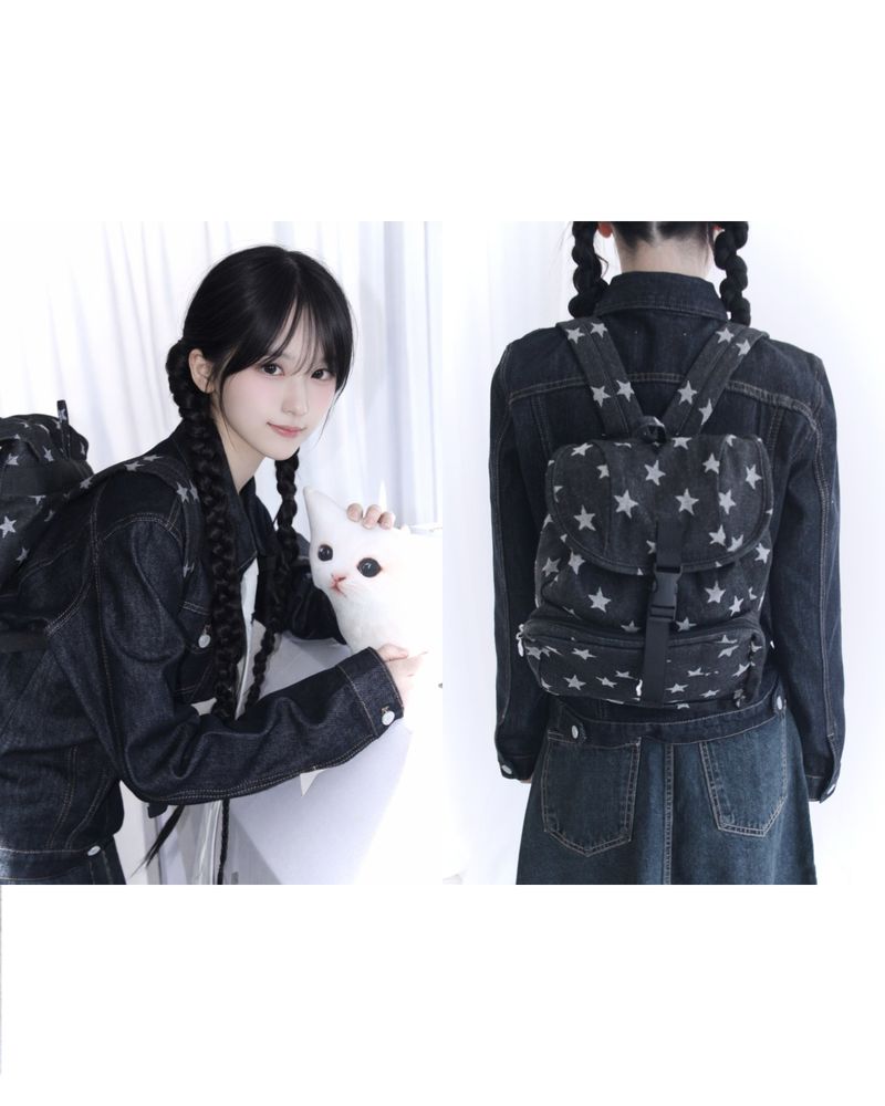 aoyu（アオユ）の「スター柄デニムポケットバックパック（バッグ）」