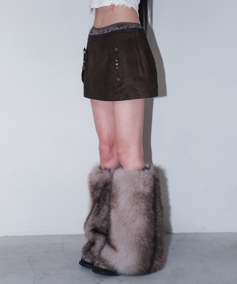 furry leg warmer - beige