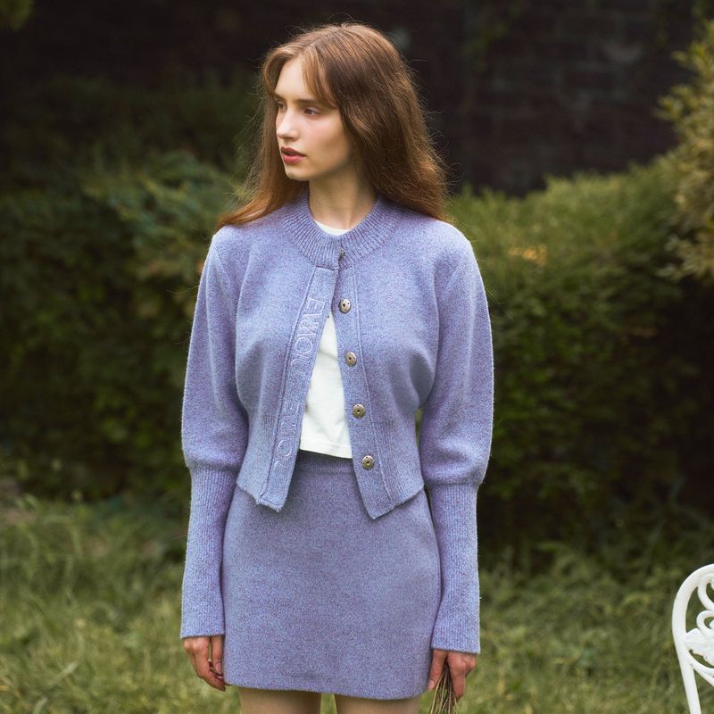 ALPACA SLIM CARDIGAN - LAVENDER GREY