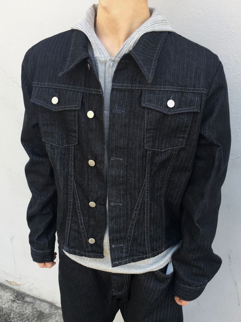 [SET] Aubert Non-Faded Wrap Denim Jacket 2C