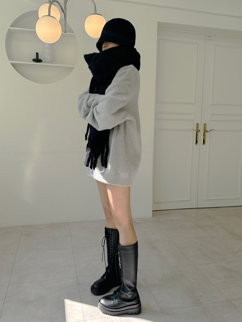 FLUFFY🐑 REGGAE ANGORA-FUR BIG-SIZE OVERSIZED HEATTECH SCARF - 2 COLOR