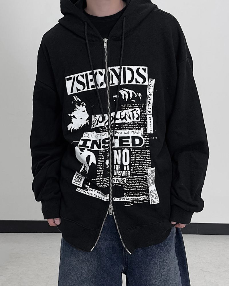 Second Oversized Fit Hoodie Zip-Up