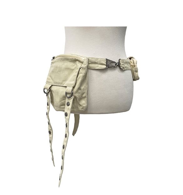 Button Strap Multi Pocket Belt Bag
