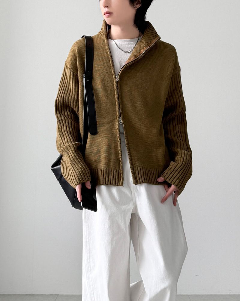 Deegan Slash Knit Zip-Up