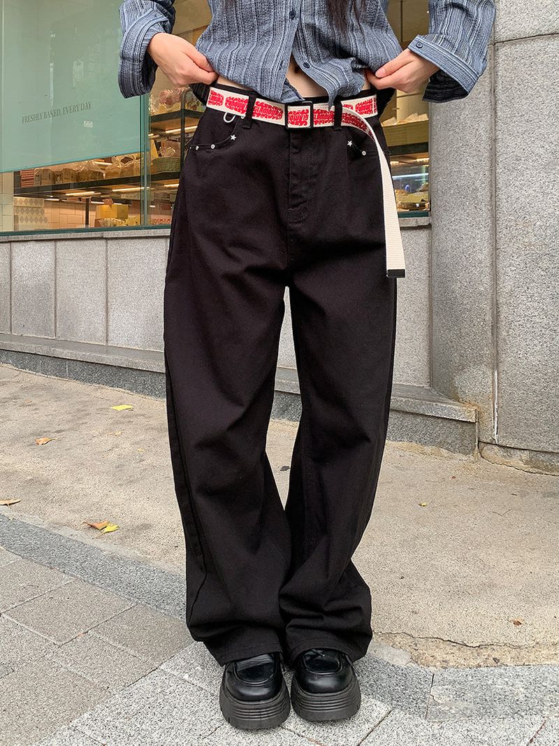 STUD FLAP COTTON JEANS