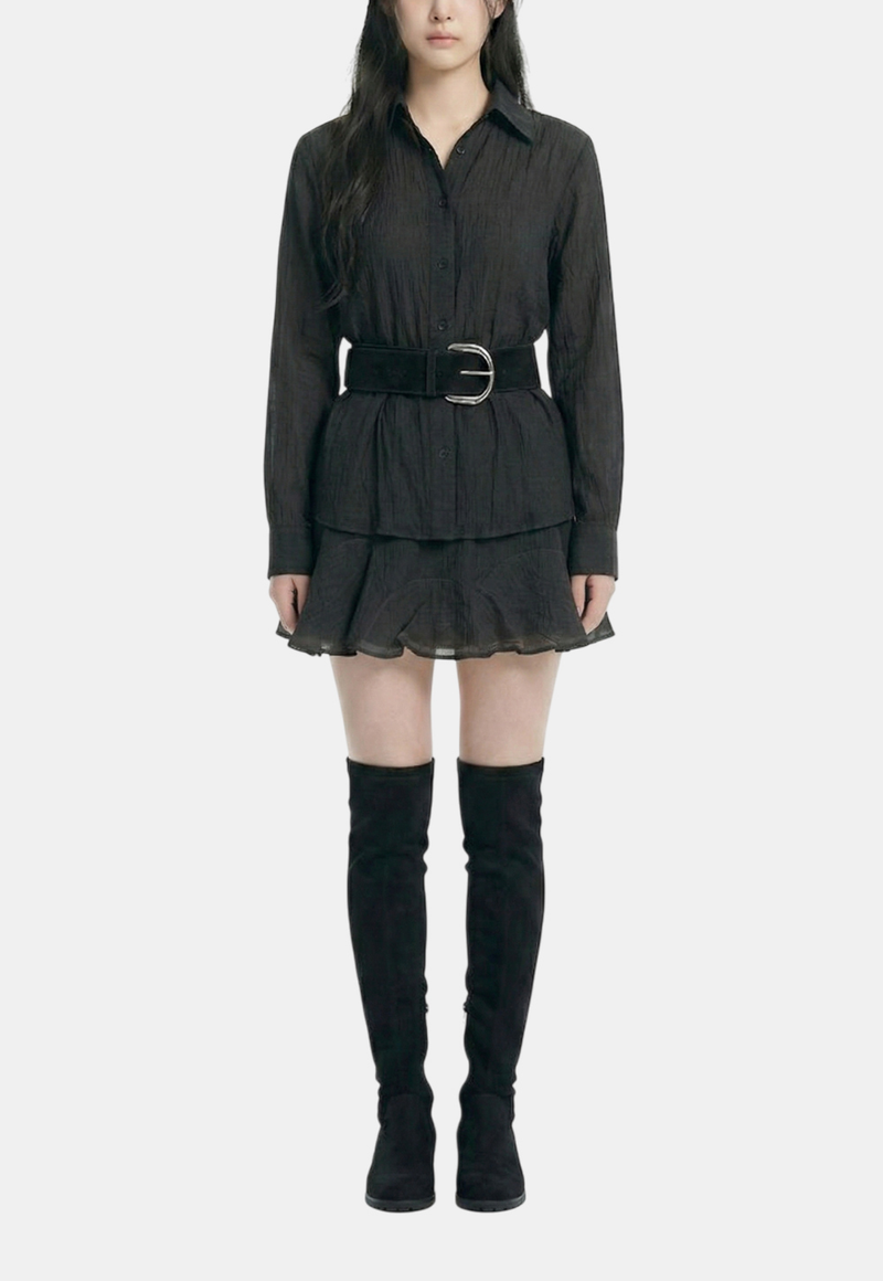 Roen Wrinkle Shirt Skirt Set