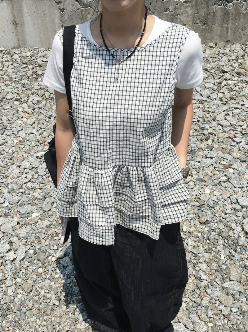 Mori Check Frill 2-Way Blouse (2c)