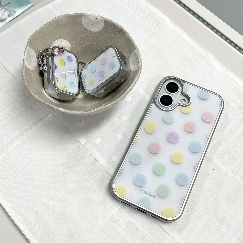 [MADE][Glossy Glass Silver Bumper Case] Pastel Dot 