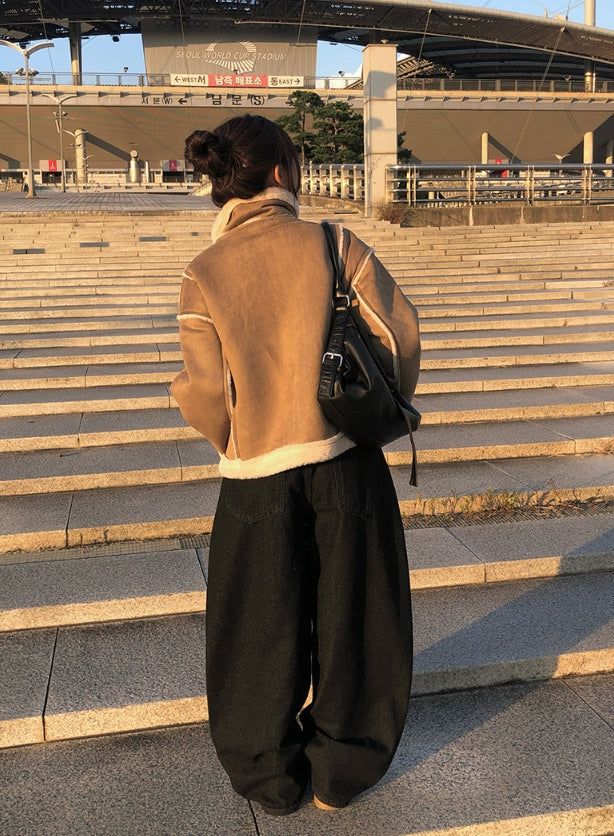Oven Lettering Patch Denim Wide Pants