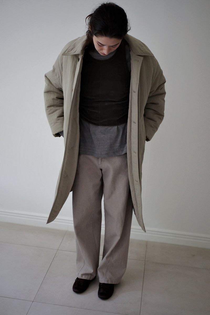 Washed straight leg pants, Beige