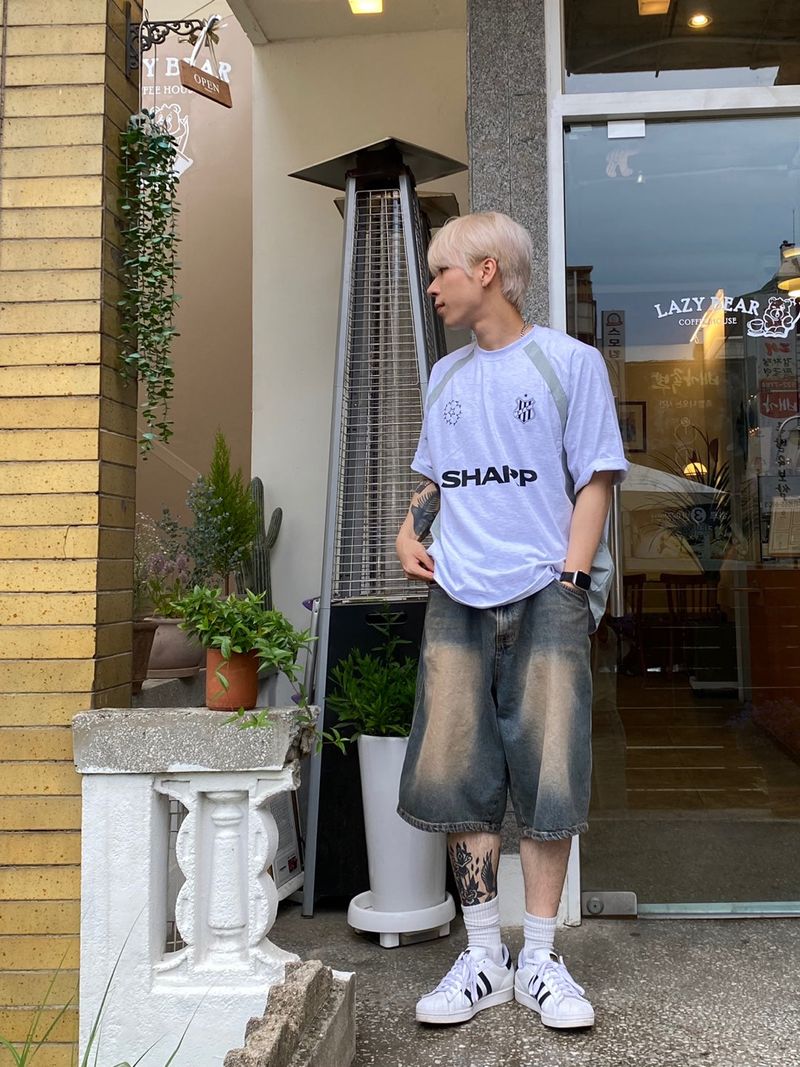 Dying Washing Denim Half Pants