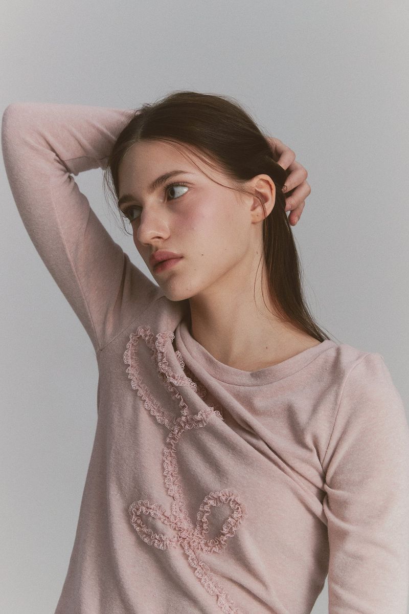 Lace Rose Long Sleeve Pink