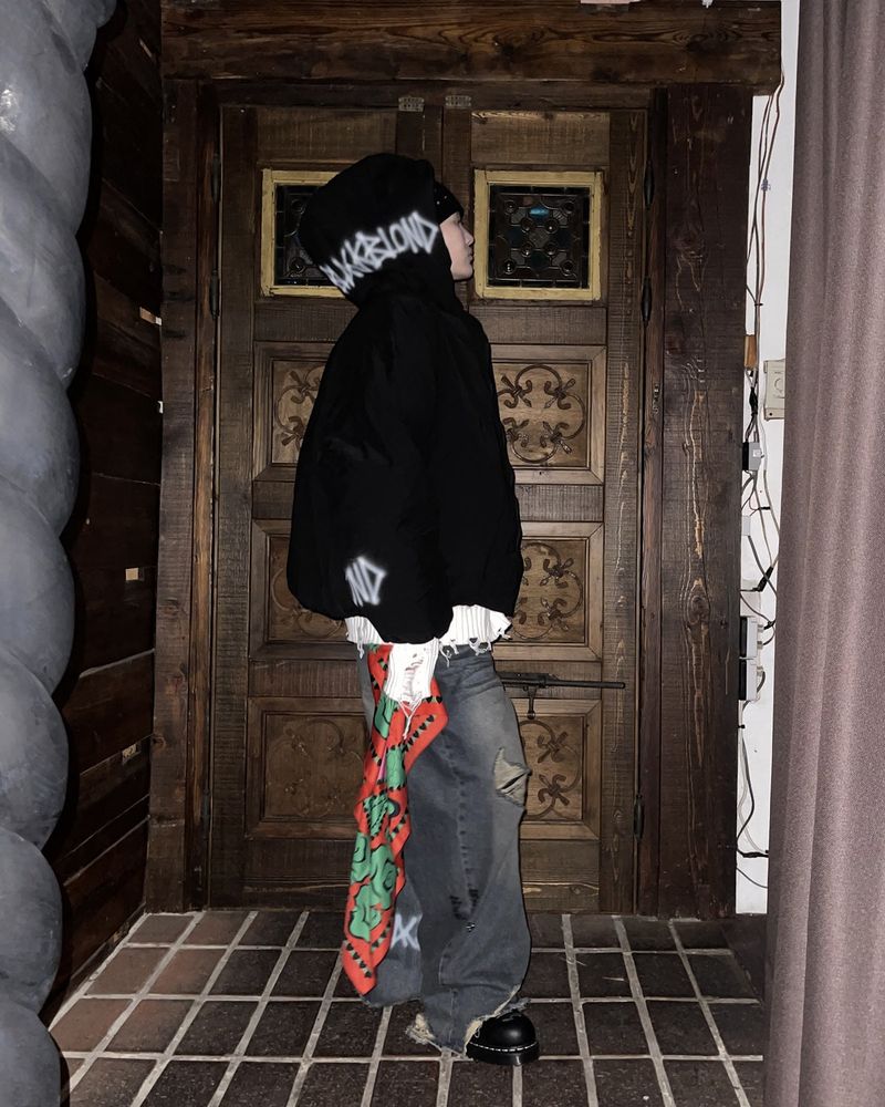 BBD Graffiti Logo Hidden Cuff Puffer Jacket (Black)