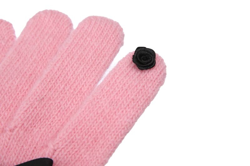 0 4 ribbon knit gloves - PINK