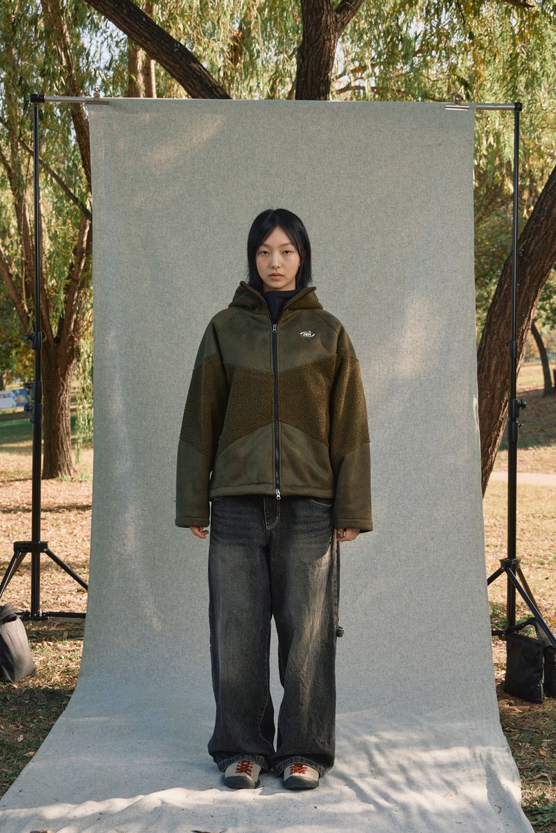 FLEECE HOODIE ZIP-UP [KHAKI]