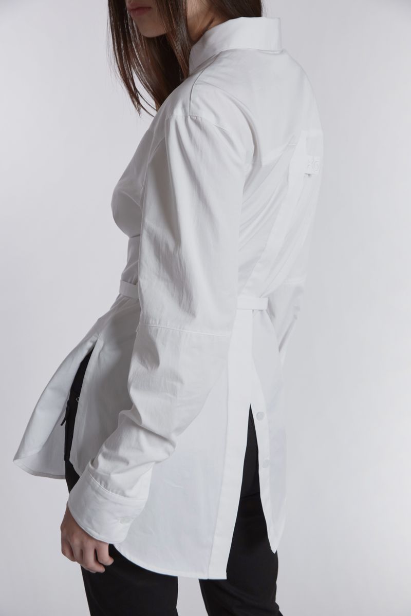 PINTUCK ROSE BELT SHIRT(WHITE)