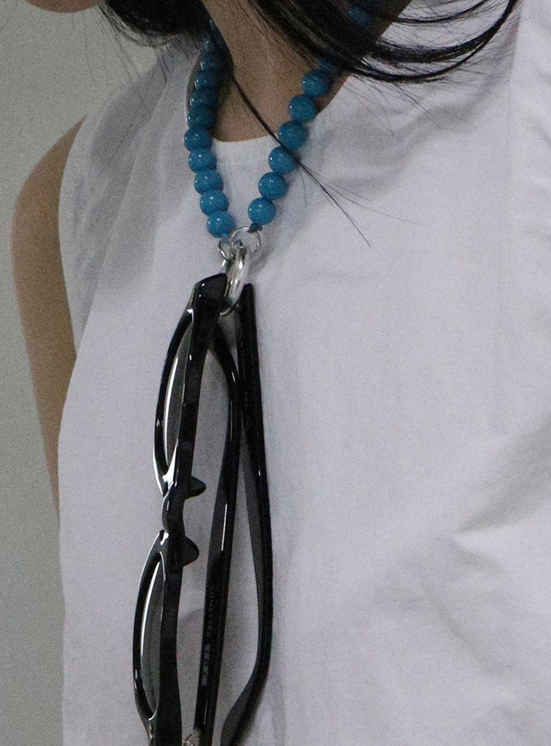 [MADE] Capsule02 Silver Open Pendant Gemstone Necklace _Blue
