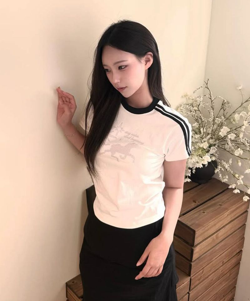 Dot Holsy Semi Crop T-Shirts - 6COLOR