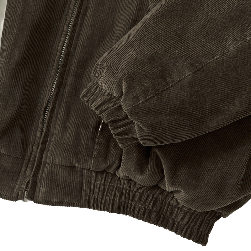 Corduroy Contrast Quilted Blouson - BROWN