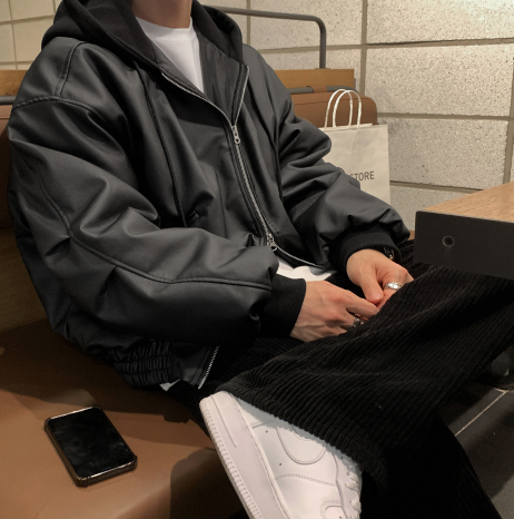 LOOKPLE（ルックプル）の「 Remus Hooded Leather Aviation Jumper（Jackets/Outerwear）」