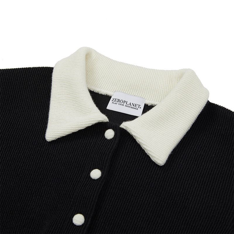 ヘイリーカラーニットカーディガン / Haley Collar Knit Cardigan [BLACK]