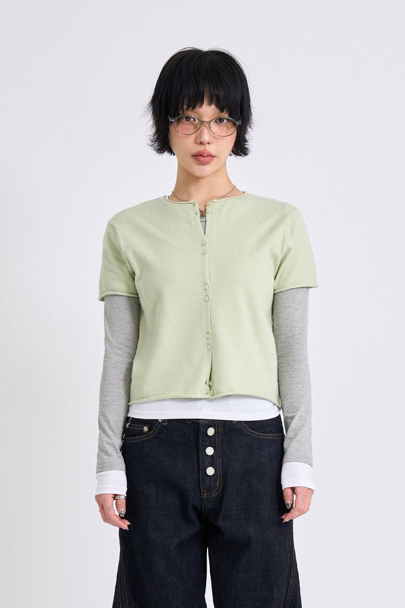 Raucohouse（ラウコハウス）の「Melo soft short sleeve cardigan（Tops）」