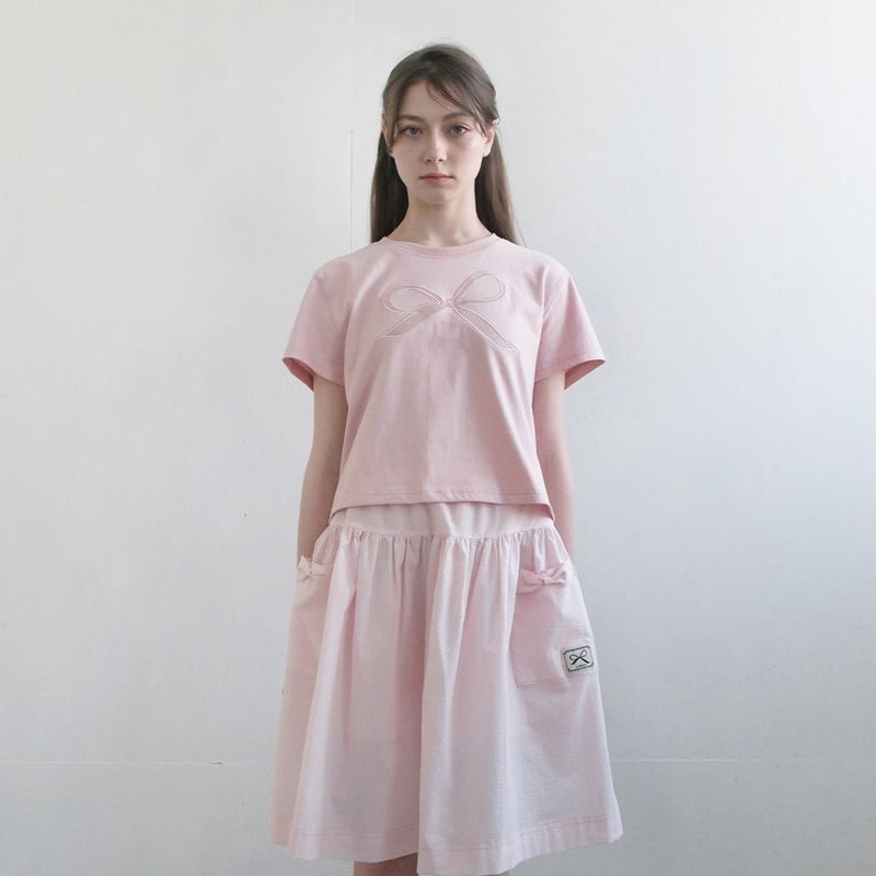Pink Ribbon Semi-Crop T-Shrit