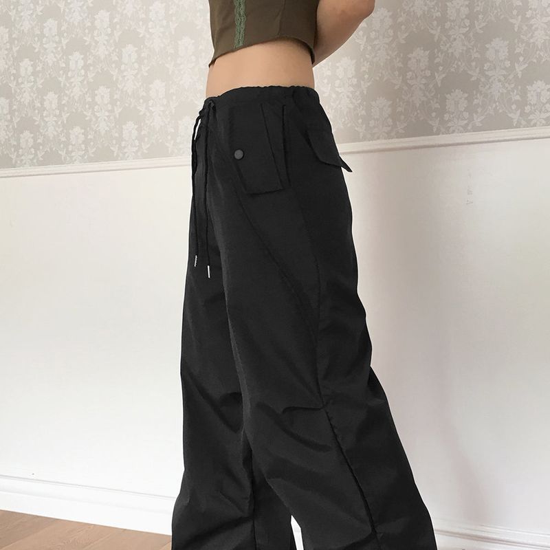 Ronber Pocket String Slit Wide Two-Way Pants