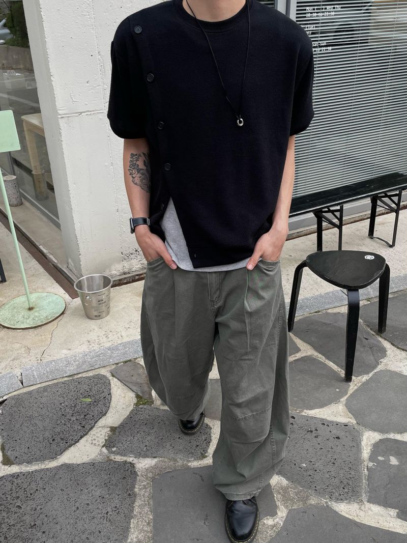 Deep Pleat Curved Cotton Pants