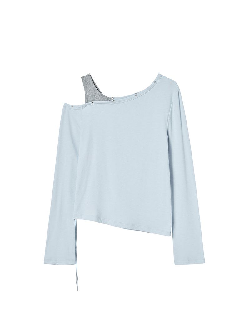 EYELET OFF SHOULDER L/S (LIGHT BLUE)