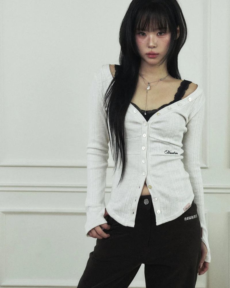 Ria Neck Button Knit Top