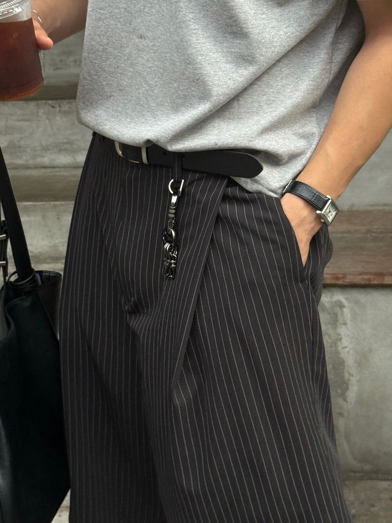 Laurent keyring stripe bermuda pants