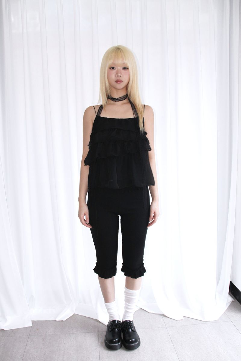 Frill Half midi leggings