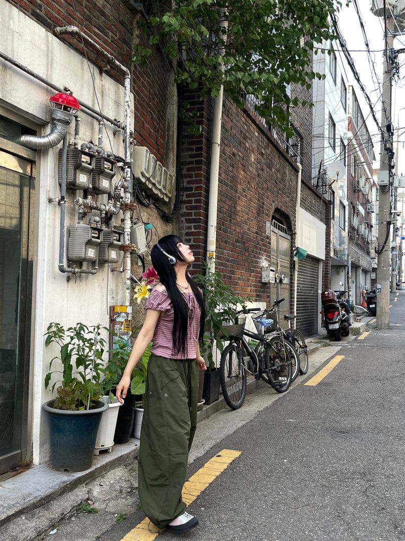Irmi Nylon Bizo Snap Wide Pants