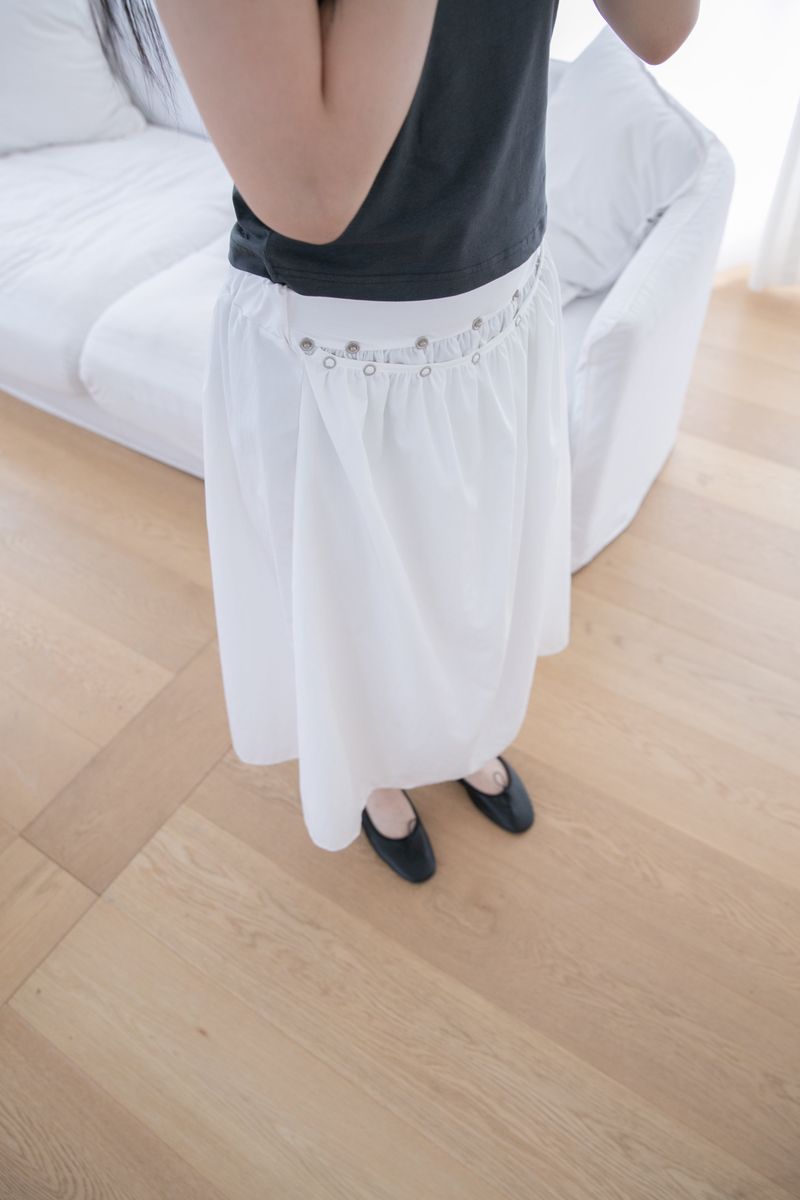 layered snap button skirt(2colors)