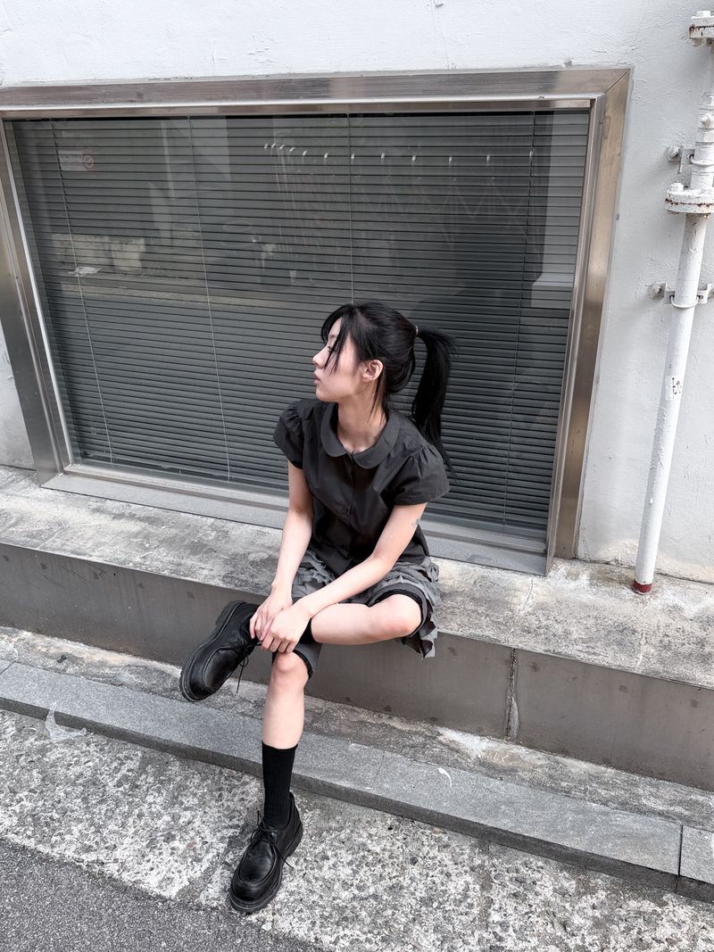 ラウンドカラーパフシャツ