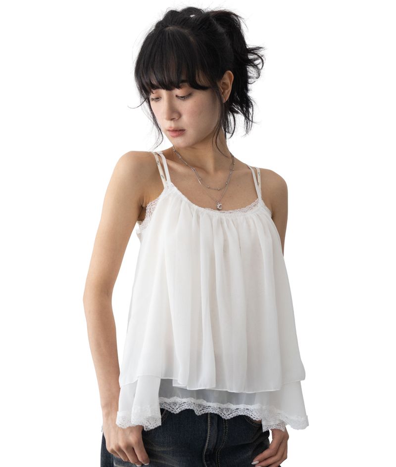 Pony Adjustable Strap Chiffon Top