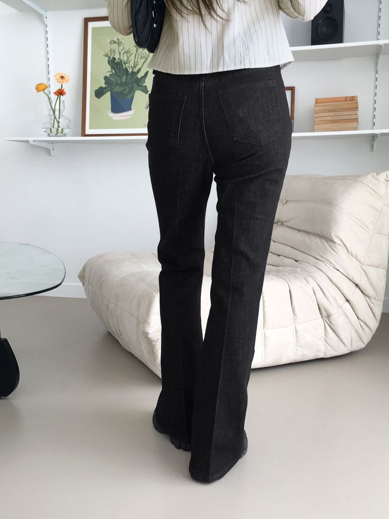 [3color] Libby stitched leg loom bootcut raw denim pants