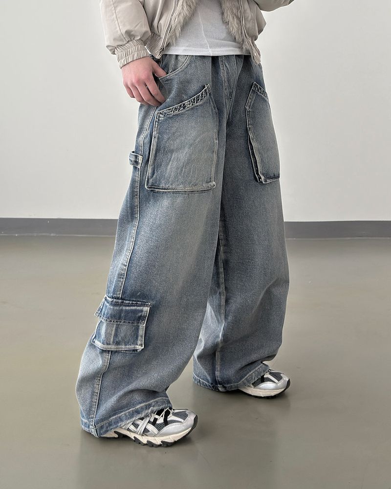 Morik Utility Pocket Wide Denim Pants