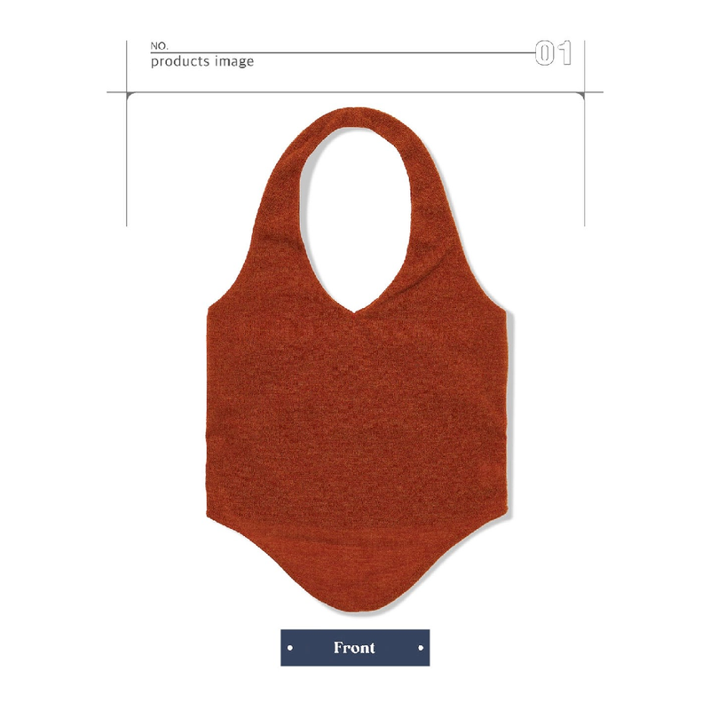 HALTERNEK KNIT VEST_ORANGE