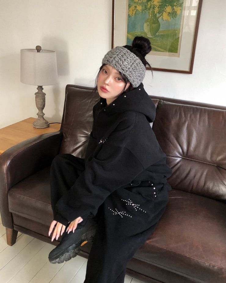 Glint Brushed Studded Hoodie