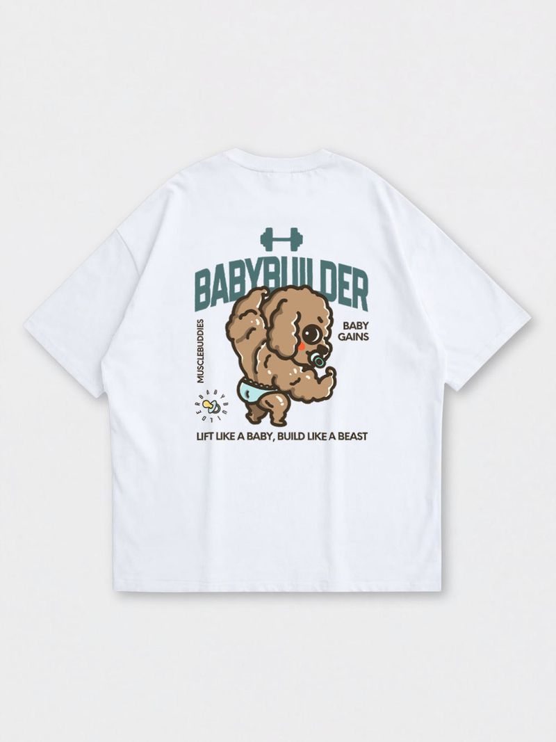 Muscle Buddies BabyBuilder Poodle Oversized Printed Tee