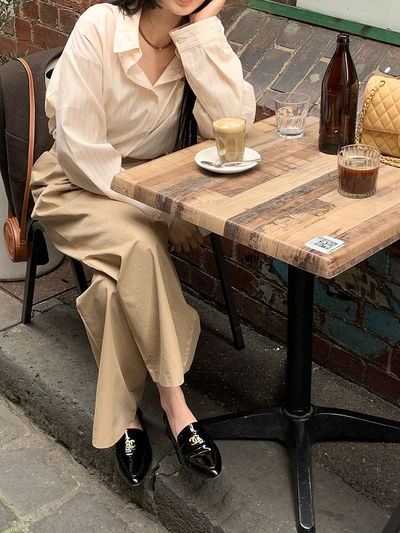 Dimple Stripe Silky Shirt