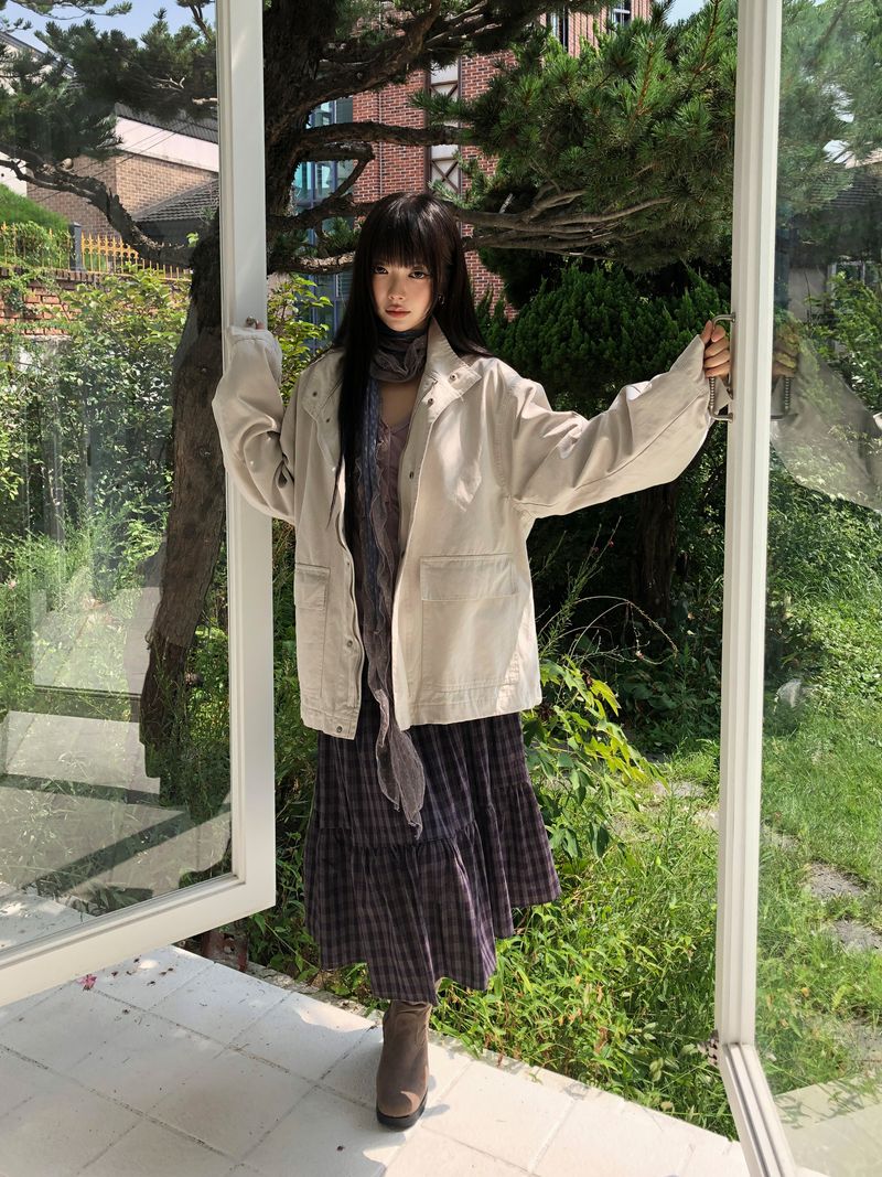 Ally High Neck Washed Field Jacket