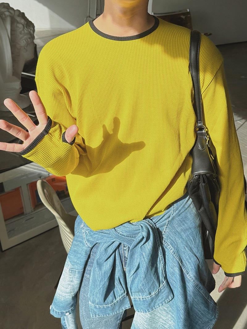 [A-T0331] サムホールワッフルTシャツ (4色)