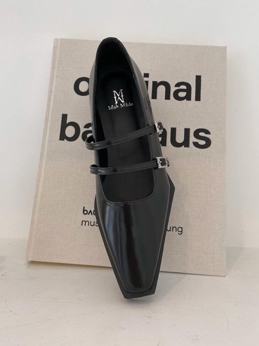 Ore two strap buckle loafer black