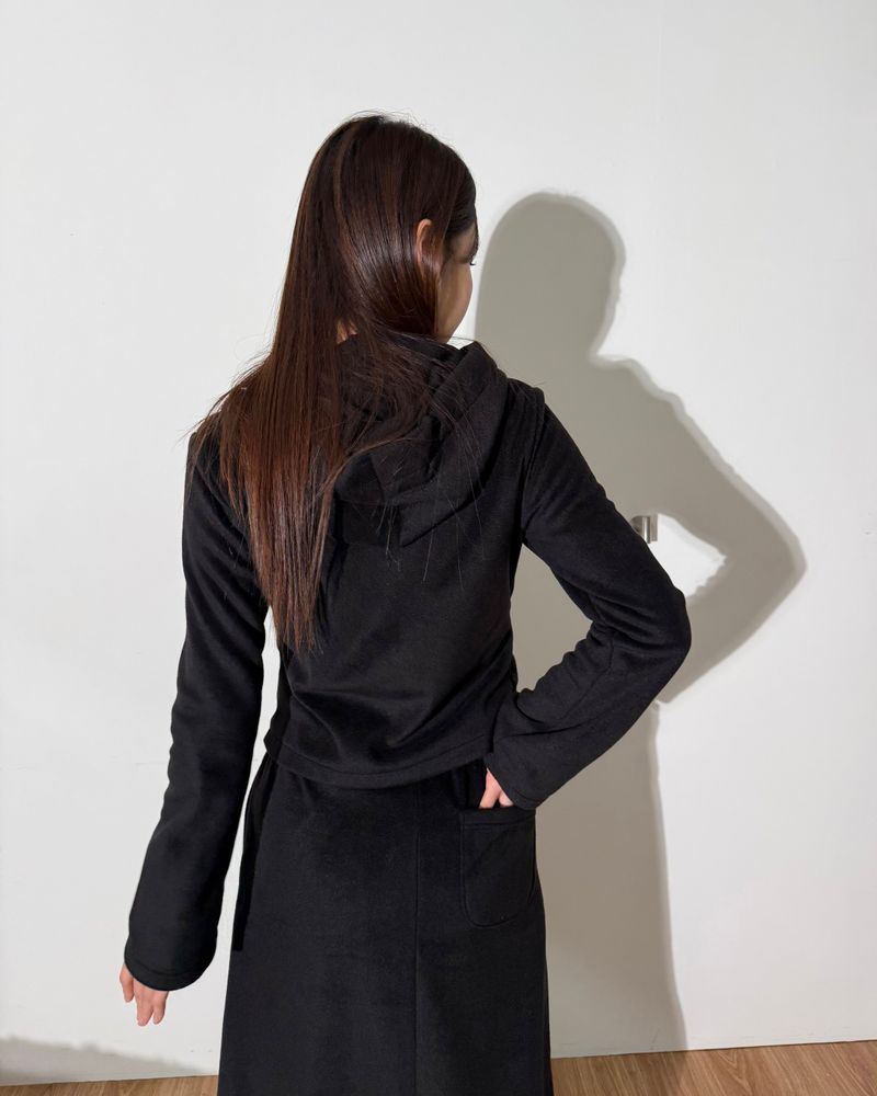 Pocket Fleece Hoodie Jacket [Black]